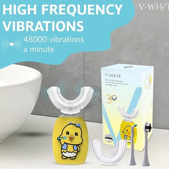Kids Ultrasonic Electric U-Shaped Toothbrush For Teeth - 360° Mouth Cleansing - Picture 3 of 9